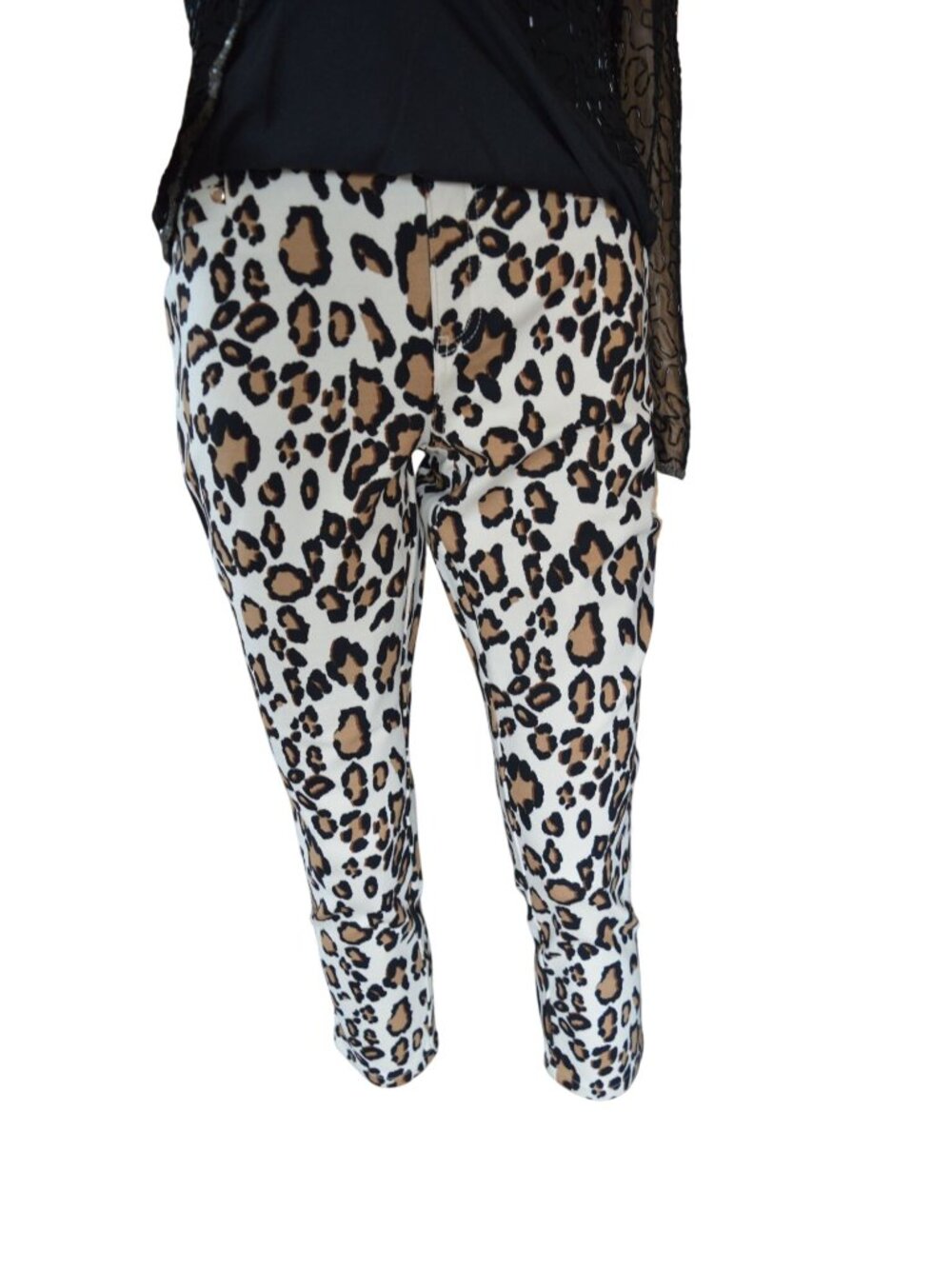 Chico’s Ponte Knit Ankle Pants Women's Size 4 (0P) Animal Print Leopard Stretch
